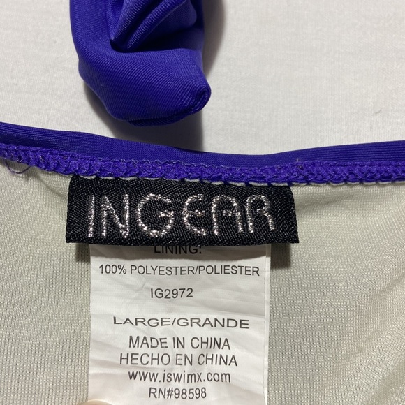 INGEAR Bikini. Royal Purple. Silver Tone Rings in Top and Bottoms. Size Large - Picture 5 of 7